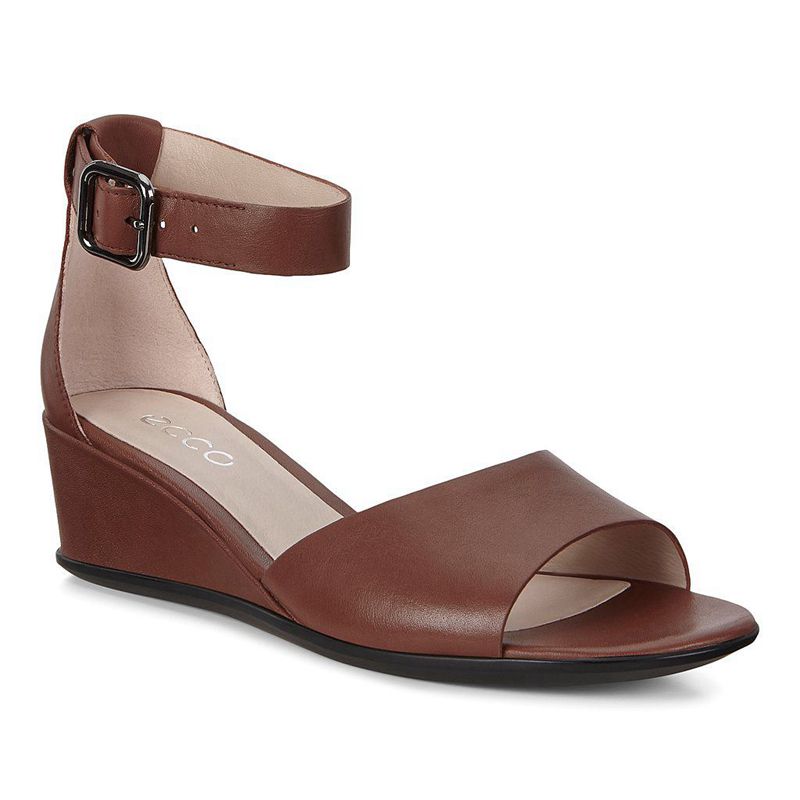 Women Ecco Shape 35 Wedge Sandal - Sandals Brown - India CVDOGZ901